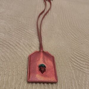 Kurt Geiger Shimmery Pink Leather  Card Lanyard